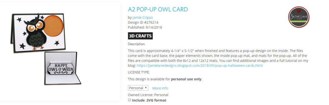 Owl o ween card example
